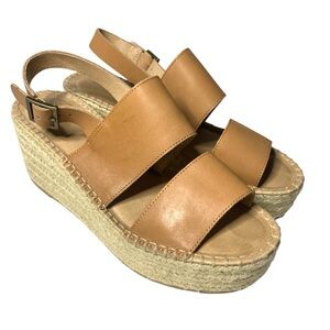 Soludo Minorca Size 8 High Platform Leather Sandal Tan